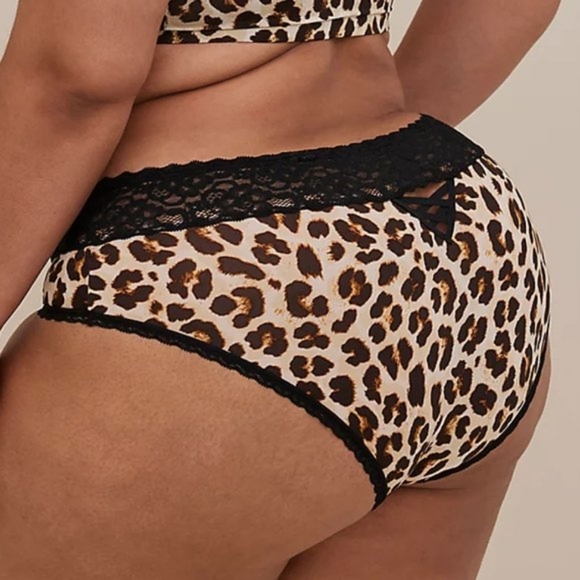 ❤️NWT VINTAGE TORRID ANIMAL PRINT HIPSTER LACE TRIM LATTICE BACK PANTY - Picture 2 of 12